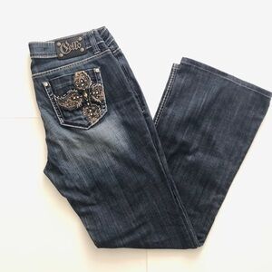 Cello Women’s Bootcut Jeans w/ Bling Pockets and Contrast Stitching, Size 12